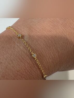 BaubleBar Gold Tone Chain Bracelet with Clear Crystals